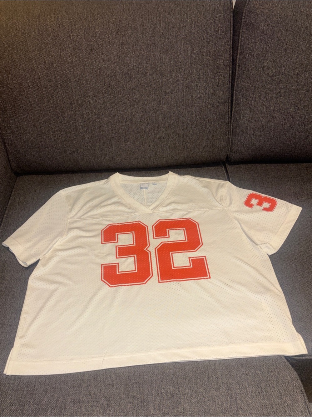 Aritzia White Mesh Jersey with Orange '32